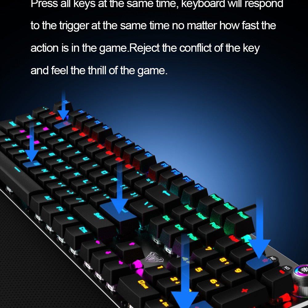 AULA F2088 Mechanical Gaming Keyboard Anti-ghosting 104 brown Switch blue Wired Mixed Backlit Keyboard for Game Laptop PC