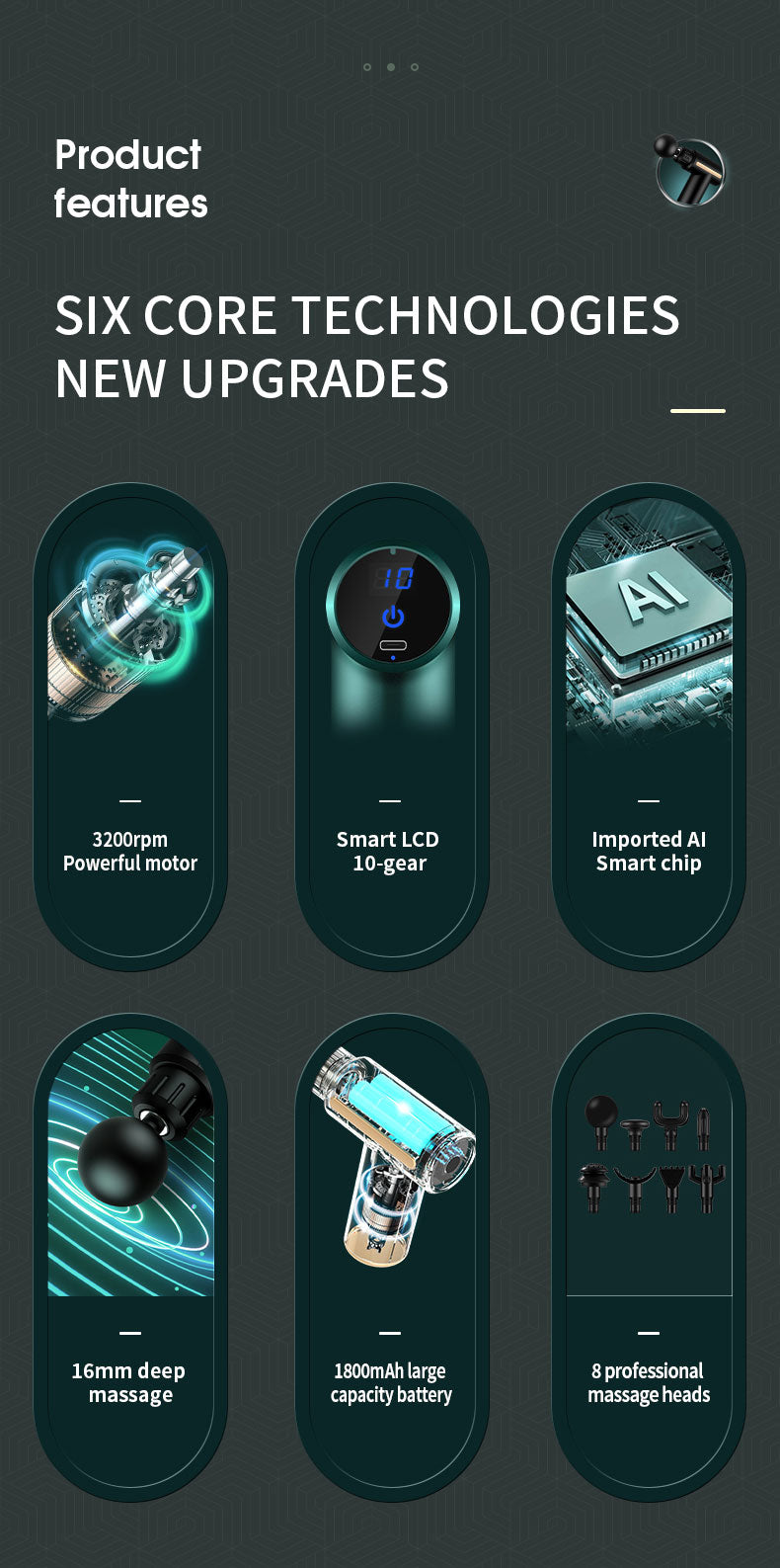 Massage Gun with 8 Heads for Body, Muscle and Tissue Relaxation