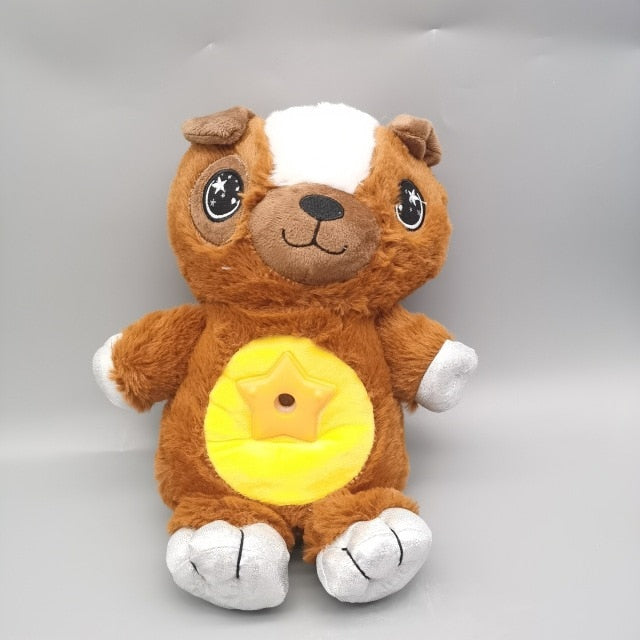 Stuffed Animal With Star Light Projector In Belly Comforting Toy Plush Toy Night Light Cuddly Puppy Christmas Gifts for Kids