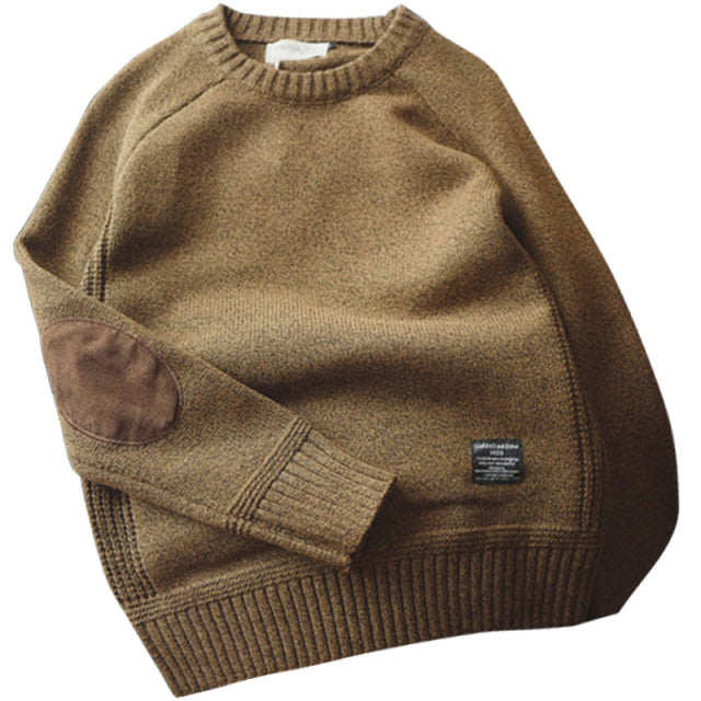 Men Pullover Sweater Autumn Casual Loose Thick O-Neck Wool Knitted