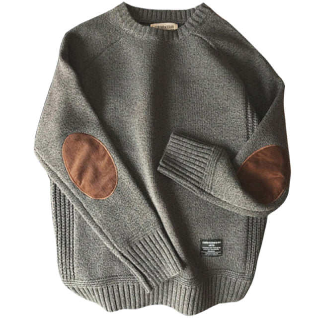 Men Pullover Sweater Autumn Casual Loose Thick O-Neck Wool Knitted