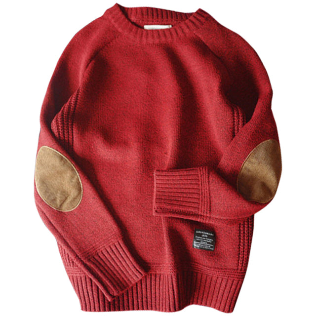 Men Pullover Sweater Autumn Casual Loose Thick O-Neck Wool Knitted