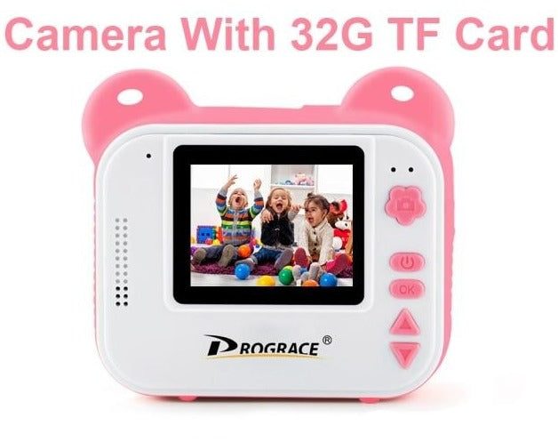 Prograce Kid Instant Print Camera Thermal Printing Camera Digital Photo Camera Girl's Toy Child Camera Video Boy's Birthday Gift