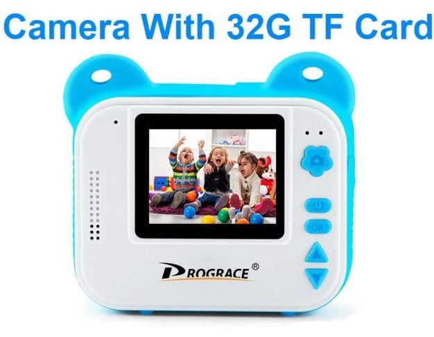 Prograce Kid Instant Print Camera Thermal Printing Camera Digital Photo Camera Girl's Toy Child Camera Video Boy's Birthday Gift