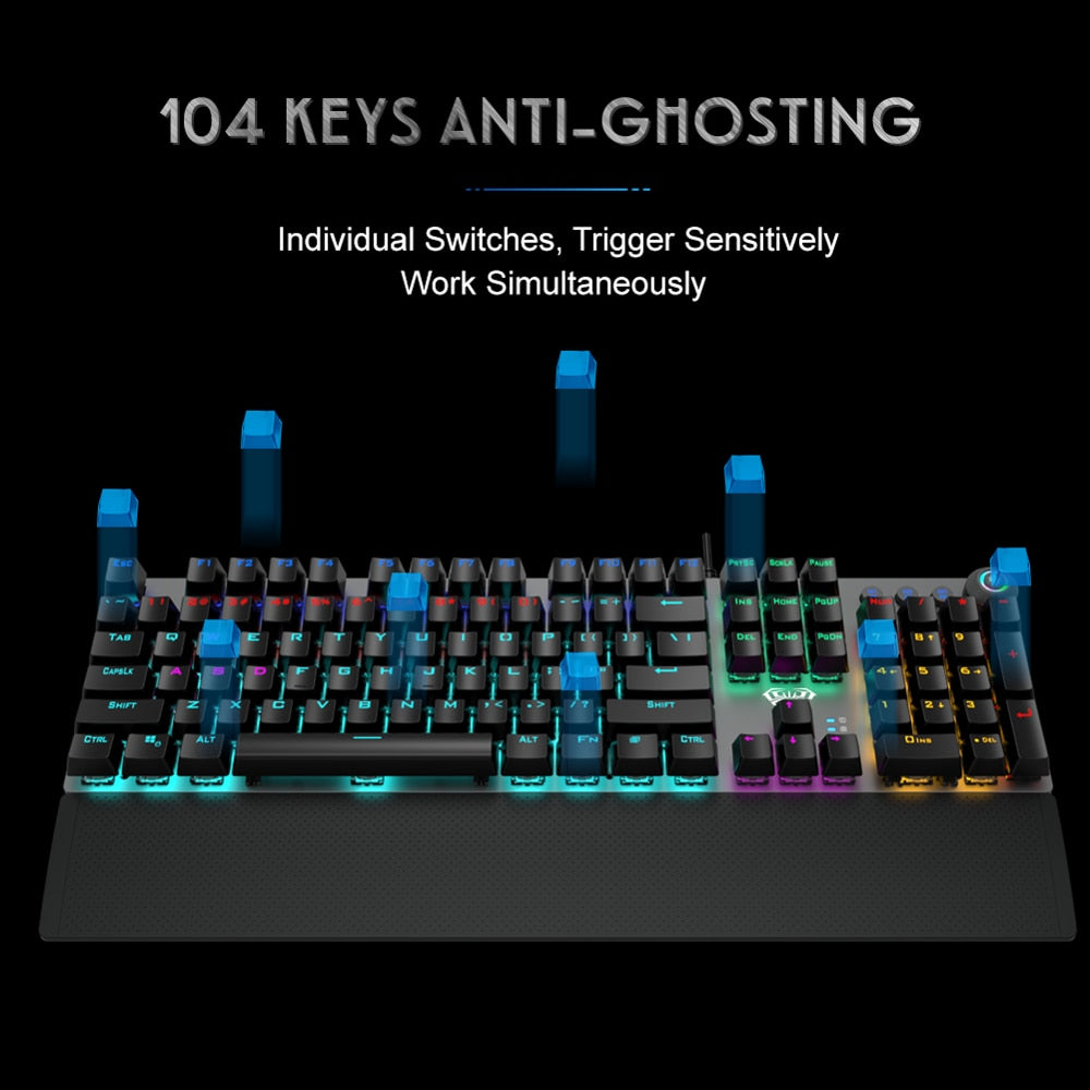 AULA F2088 Mechanical Gaming Keyboard Anti-ghosting 104 brown Switch blue Wired Mixed Backlit Keyboard for Game Laptop PC