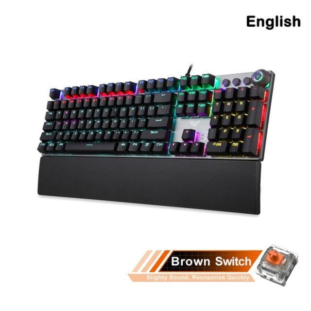 AULA F2088 Mechanical Gaming Keyboard Anti-ghosting 104 brown Switch blue Wired Mixed Backlit Keyboard for Game Laptop PC