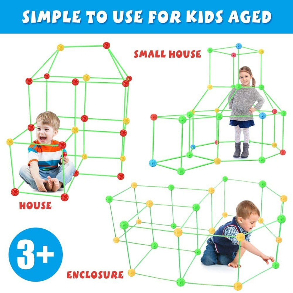 Kids Construction Fort Building Kit Castles Tunnels Tents Kit DIY 3D Magination Play House Assemble Toys Children Gifts