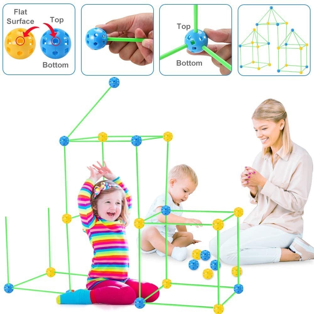Kids Construction Fort Building Kit Castles Tunnels Tents Kit DIY 3D Magination Play House Assemble Toys Children Gifts