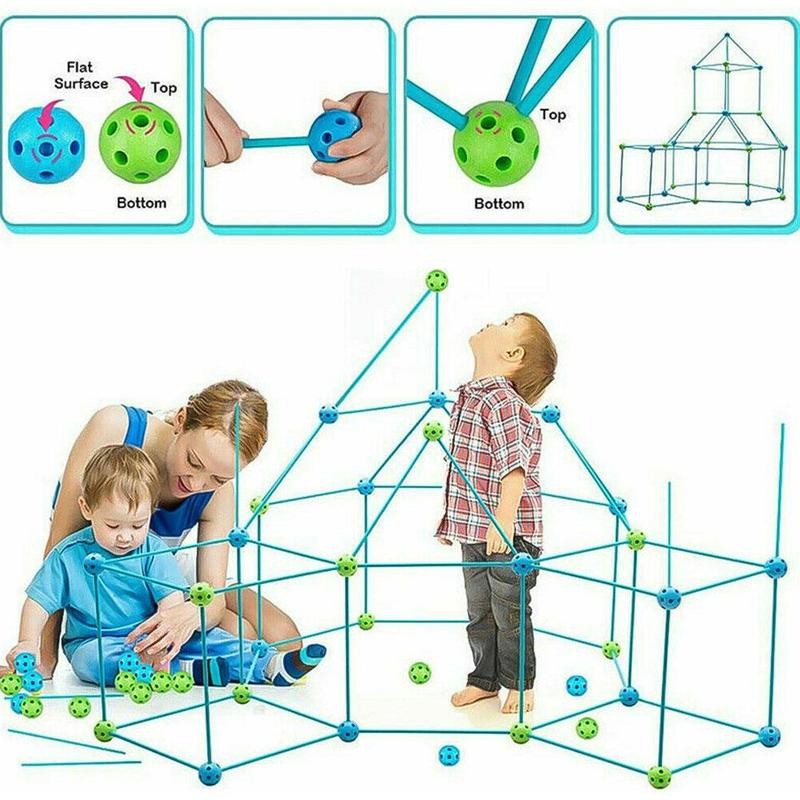 Kids Construction Fort Building Kit Castles Tunnels Tents Kit DIY 3D Magination Play House Assemble Toys Children Gifts