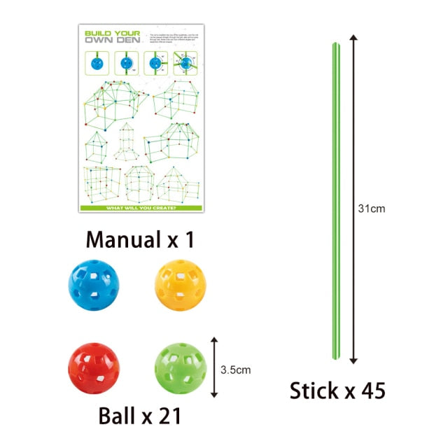 Kids Construction Fort Building Kit Castles Tunnels Tents Kit DIY 3D Magination Play House Assemble Toys Children Gifts