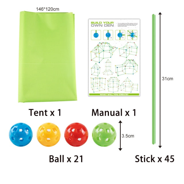 Kids Construction Fort Building Kit Castles Tunnels Tents Kit DIY 3D Magination Play House Assemble Toys Children Gifts