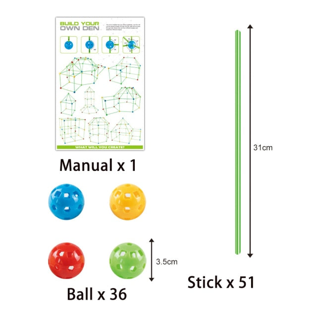 Kids Construction Fort Building Kit Castles Tunnels Tents Kit DIY 3D Magination Play House Assemble Toys Children Gifts