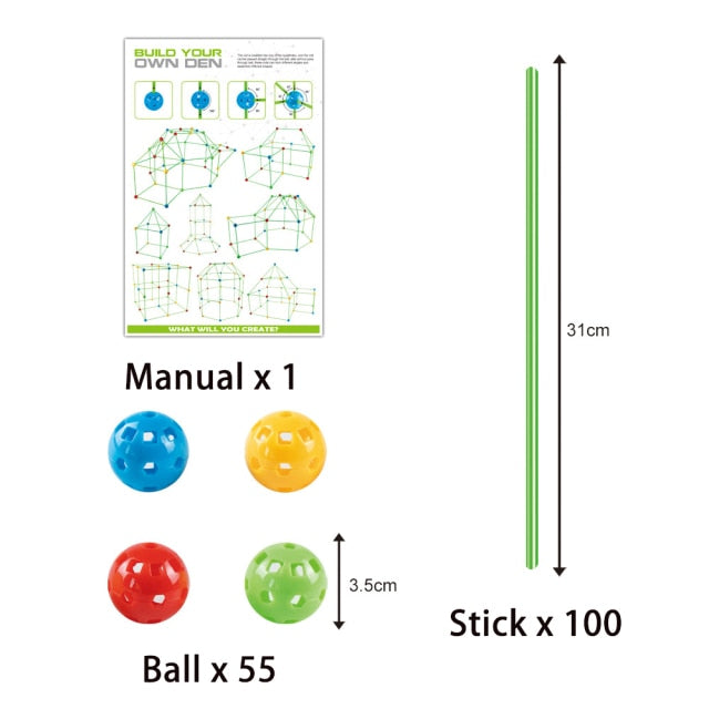 Kids Construction Fort Building Kit Castles Tunnels Tents Kit DIY 3D Magination Play House Assemble Toys Children Gifts