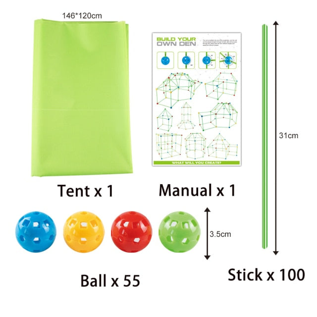 Kids Construction Fort Building Kit Castles Tunnels Tents Kit DIY 3D Magination Play House Assemble Toys Children Gifts