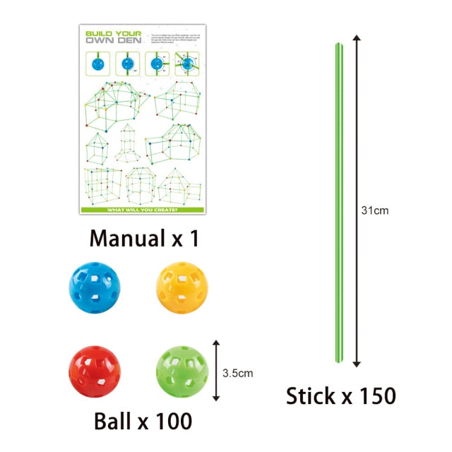 Kids Construction Fort Building Kit Castles Tunnels Tents Kit DIY 3D Magination Play House Assemble Toys Children Gifts