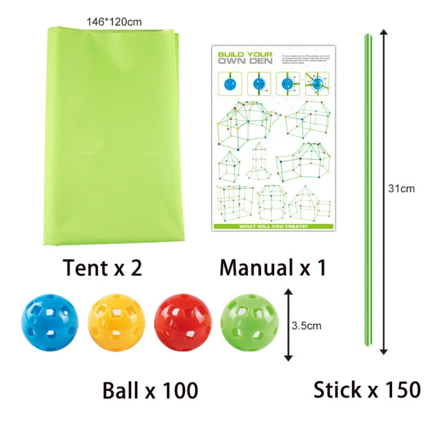 Kids Construction Fort Building Kit Castles Tunnels Tents Kit DIY 3D Magination Play House Assemble Toys Children Gifts