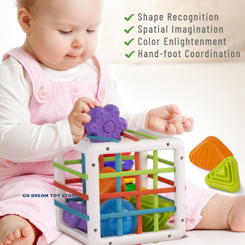 Colorful Shape Blocks Sorting Game Baby Montessori Learning Educational Toys For Children 0 - 12 Months Gift