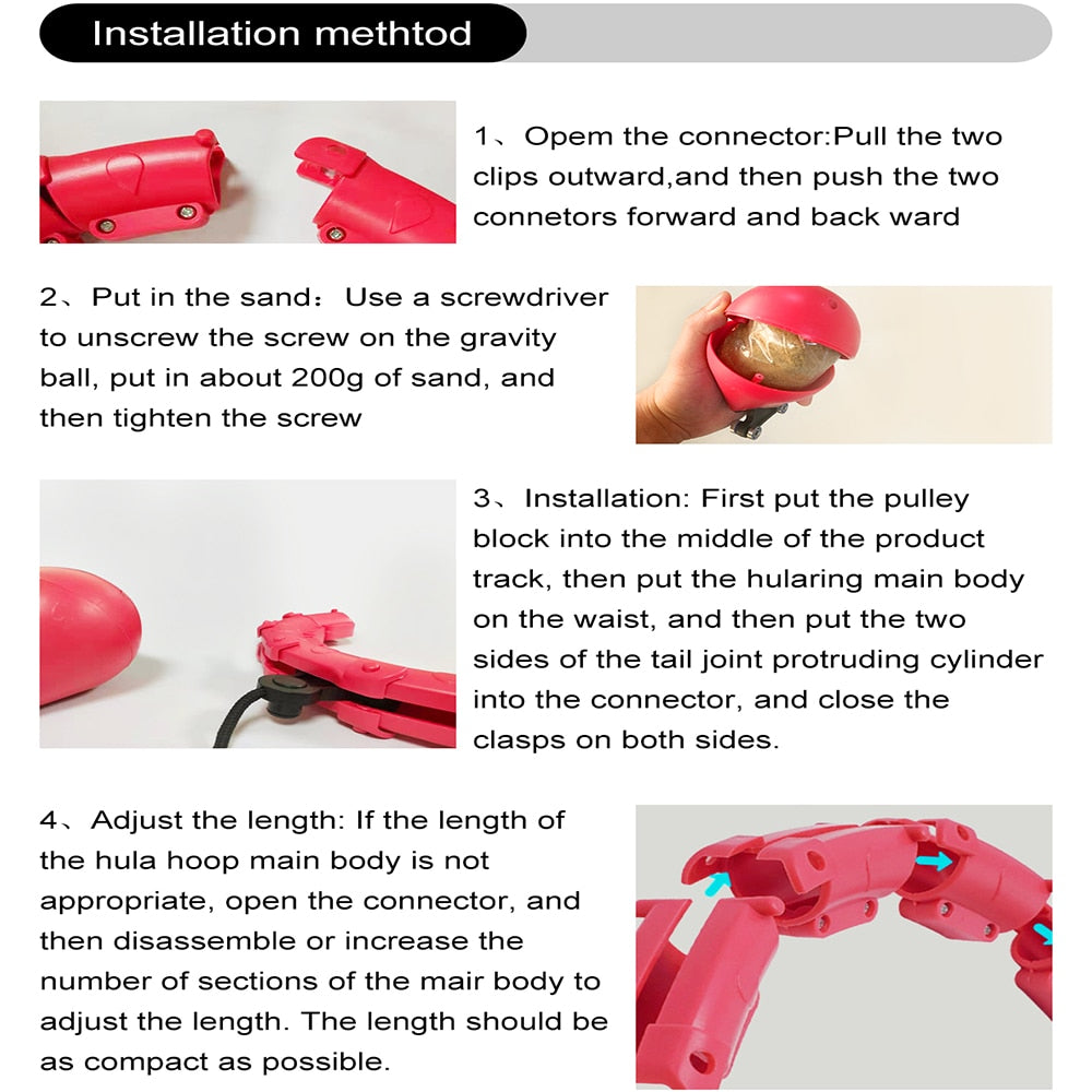 Hula Hoop, Adjustable, Massage Hoops, Abdominal Waist Exercise