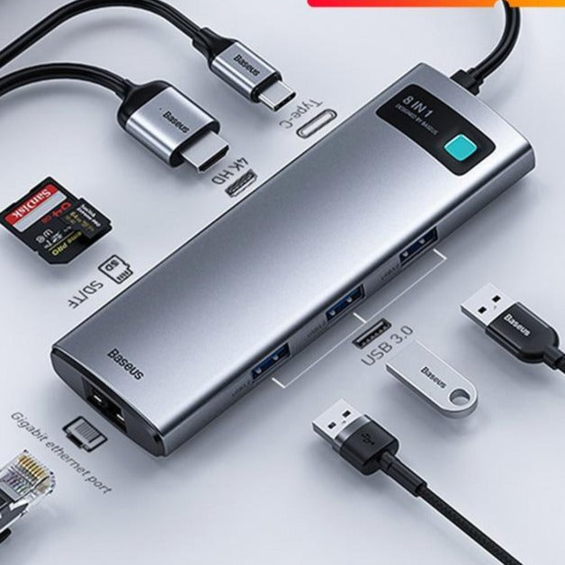 Baseus USB C HUB Type C to HDMI-compatible USB 3.0 Adapter 8 in 1 Type C HUB Dock for MacBook Pro Air USB C Splitter