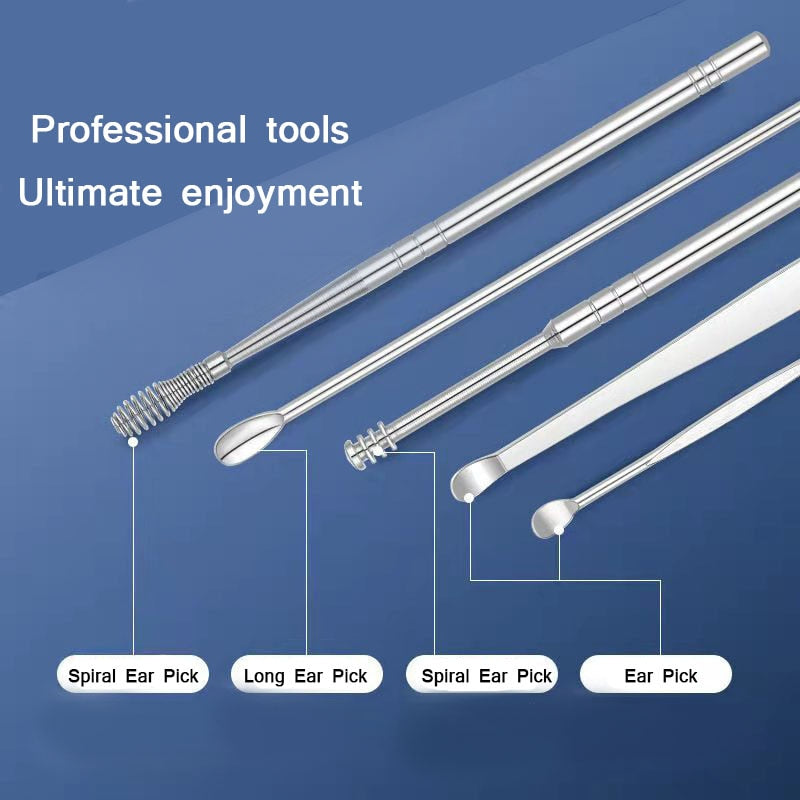 7 Pieces Stainless Steel Earwax Collector, Spiral Turn Ear, Ear Cleaning Tool