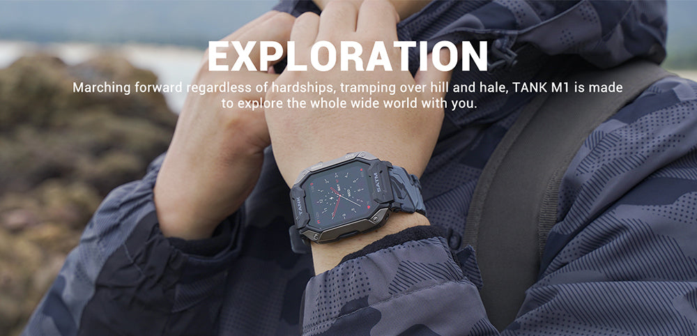 TECHO M1 Rugged Outdoor, Blood Pressure, 5ATM IP69K Waterproof, Bluetooth Smartwatch For Men