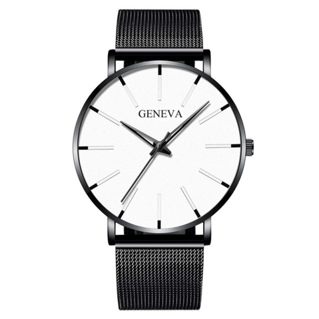 Geneva Minimalist Watch Men Ultra Thin Stainless Steel